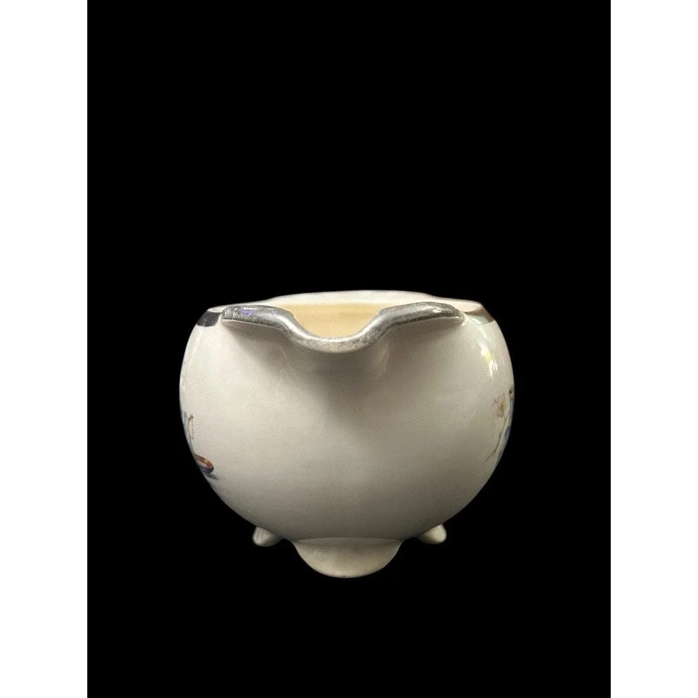 Mid Century Chinoiserie Quan Yin Footed Creamer Pitcher Vintage Asian Decor